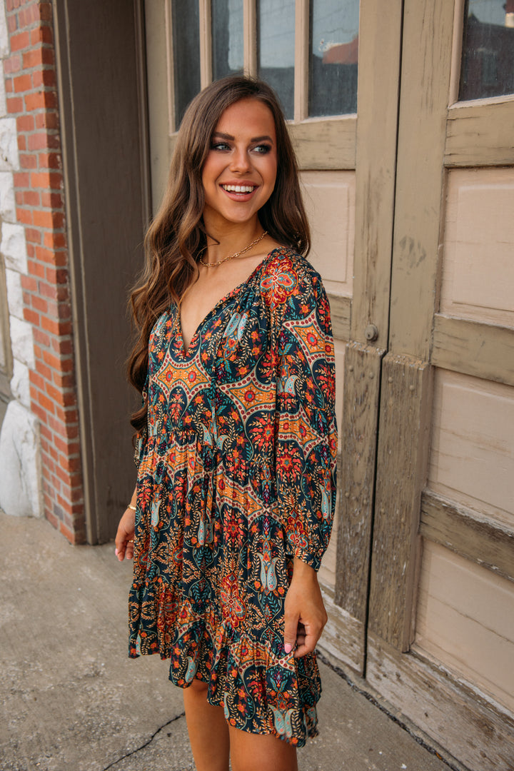 Looking In Dress - Teal Blue