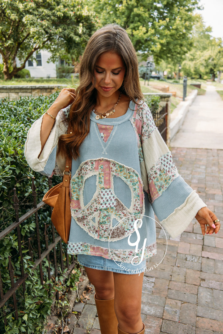 Peaceful Knit Top- Powder Blue
