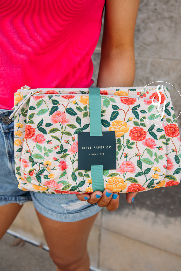 Roses Set of 2 Zippered Pouch Set