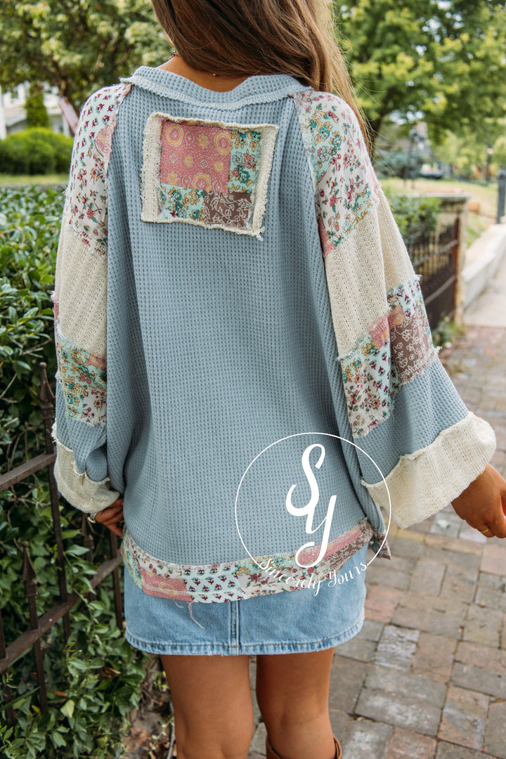 Peaceful Knit Top- Powder Blue