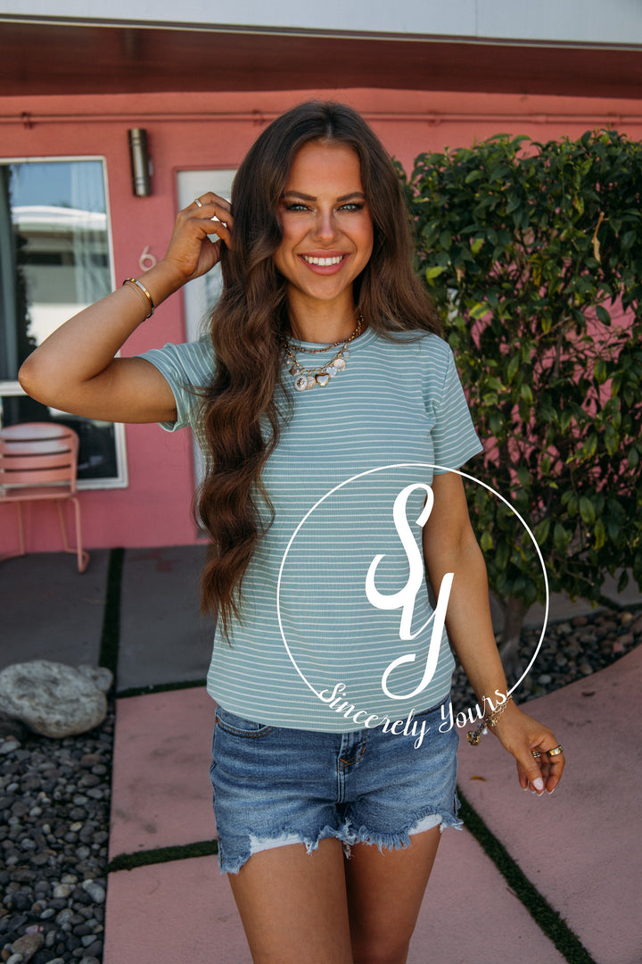 Patti Top- Teal Cream