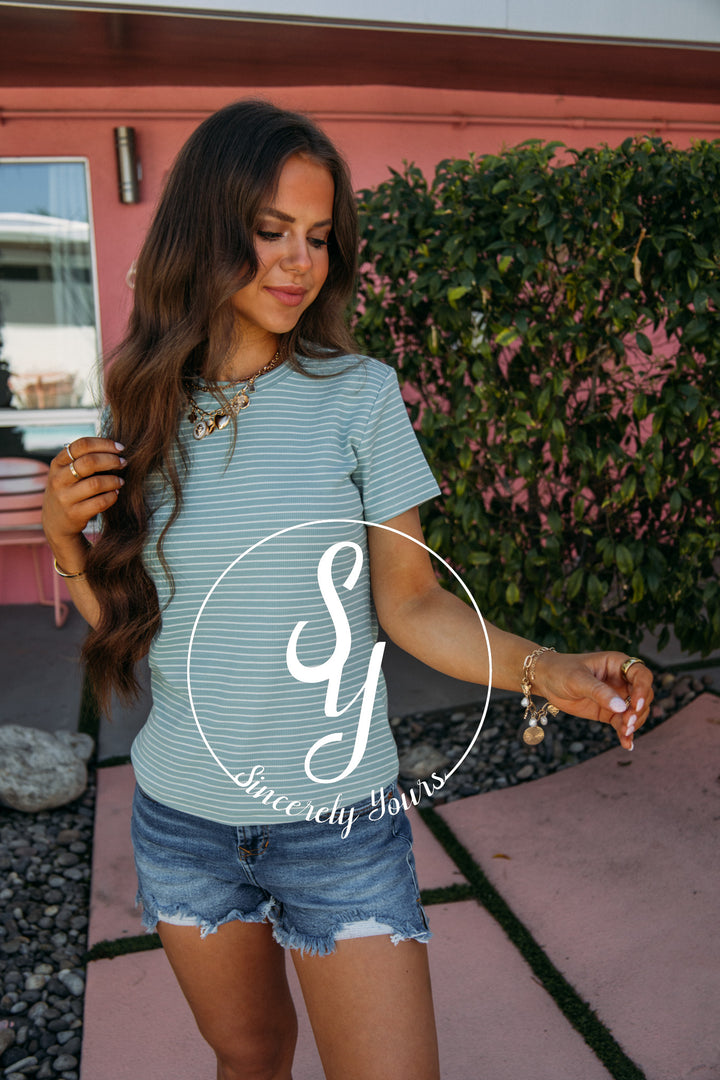 Patti Top- Teal Cream