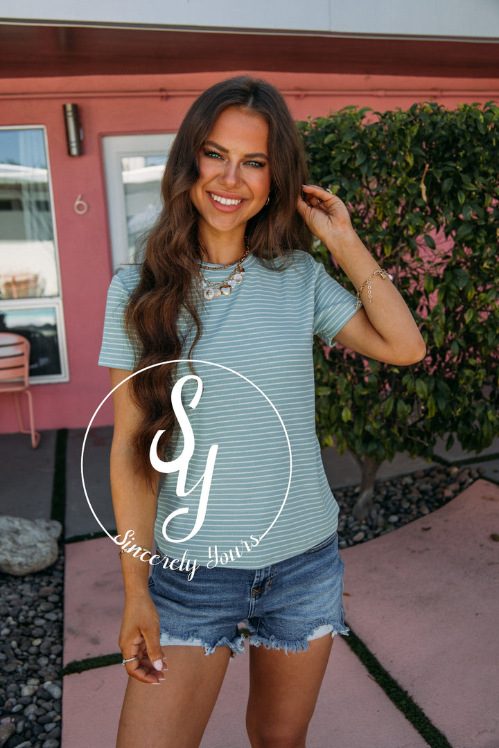 Patti Top- Teal Cream