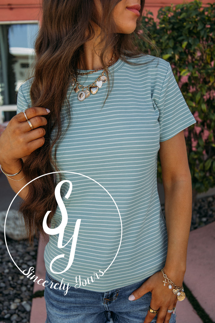 Patti Top- Teal Cream