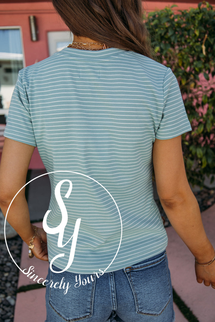 Patti Top- Teal Cream