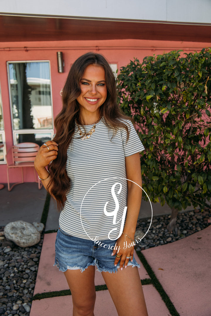 Patti Top- Cream Navy