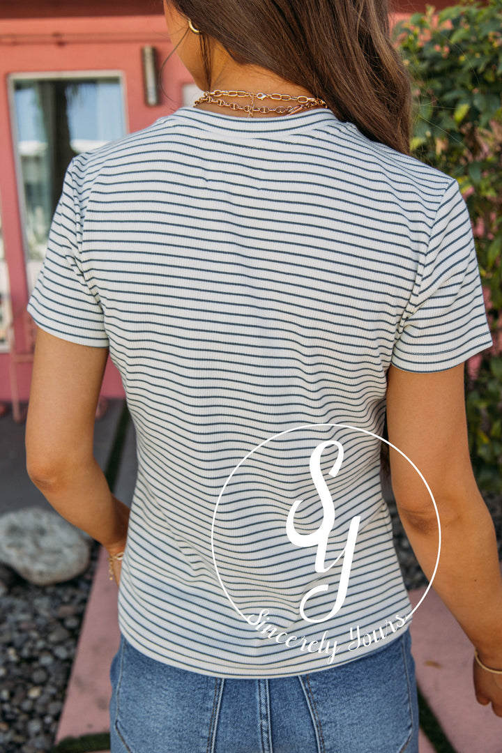 Patti Top- Cream Navy