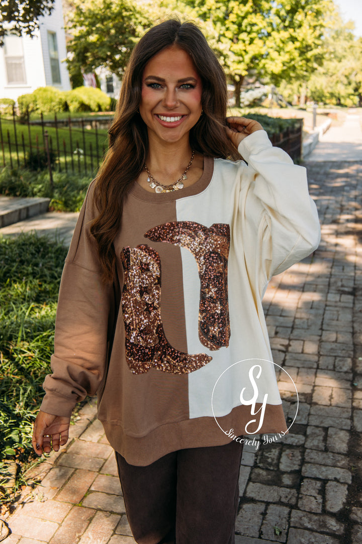 Made For Walking Top- Brown/Cream