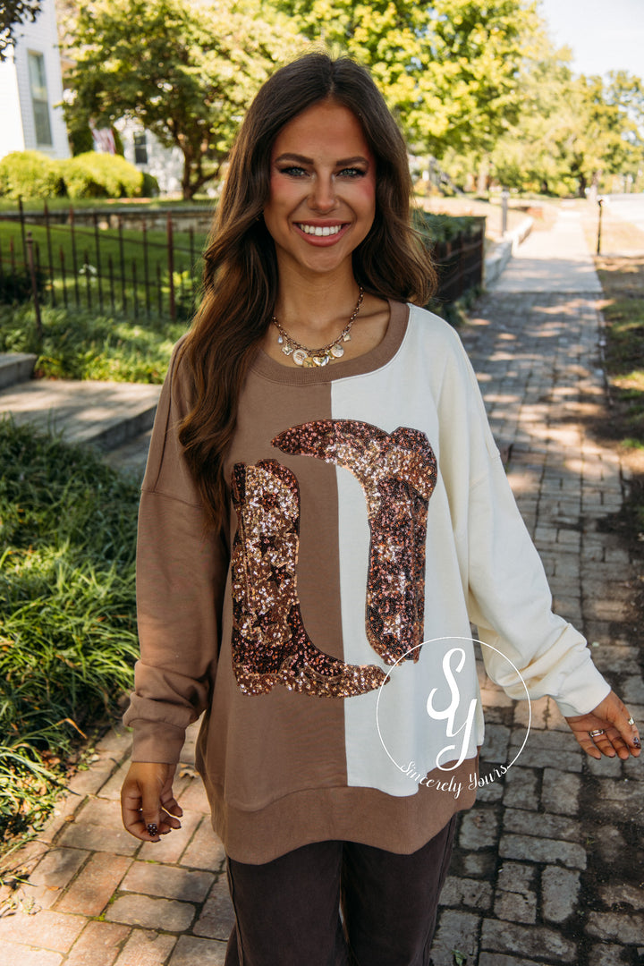 Made For Walking Top- Brown/Cream