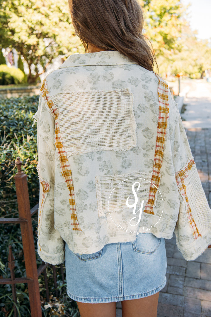Floral Design Jacket - Natural