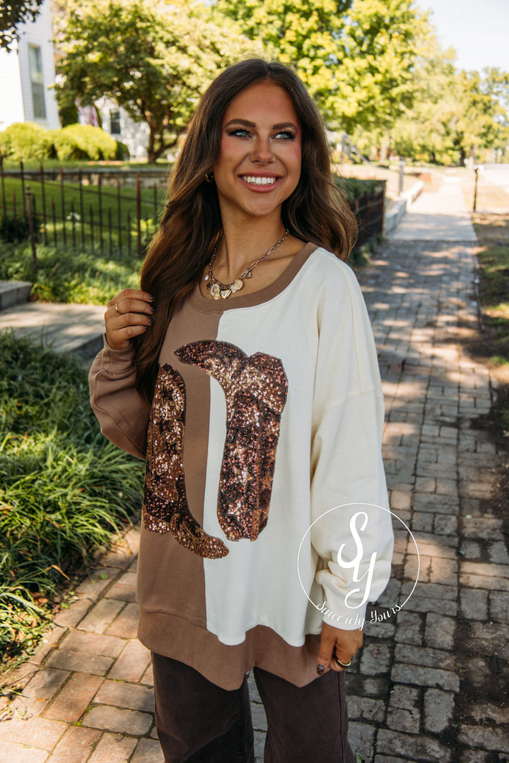 Made For Walking Top- Brown/Cream