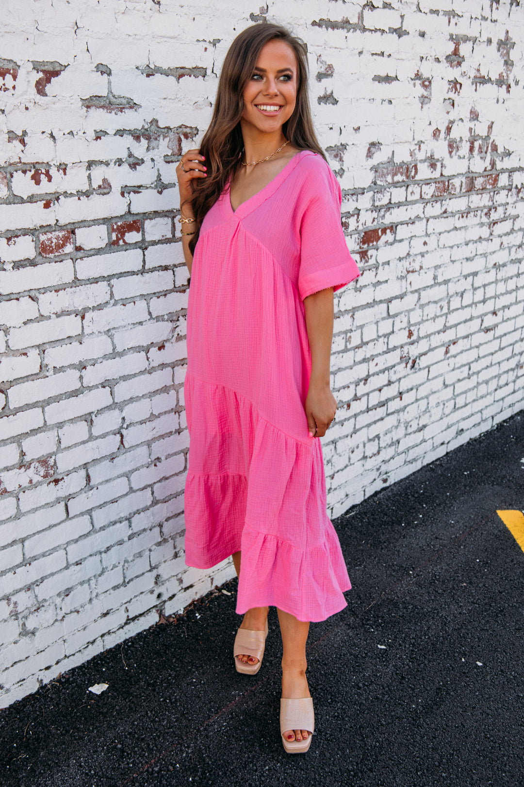 Step Into Spring Dress - Pink