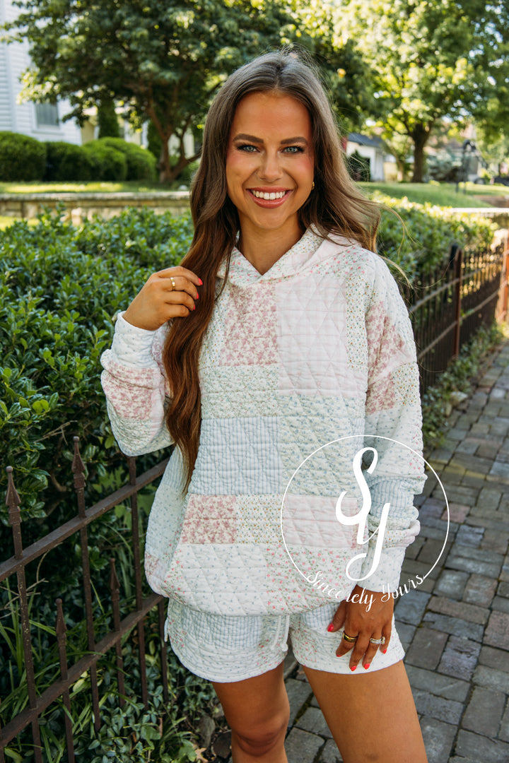 Petal Puff Quilted Hoodie- Pastel