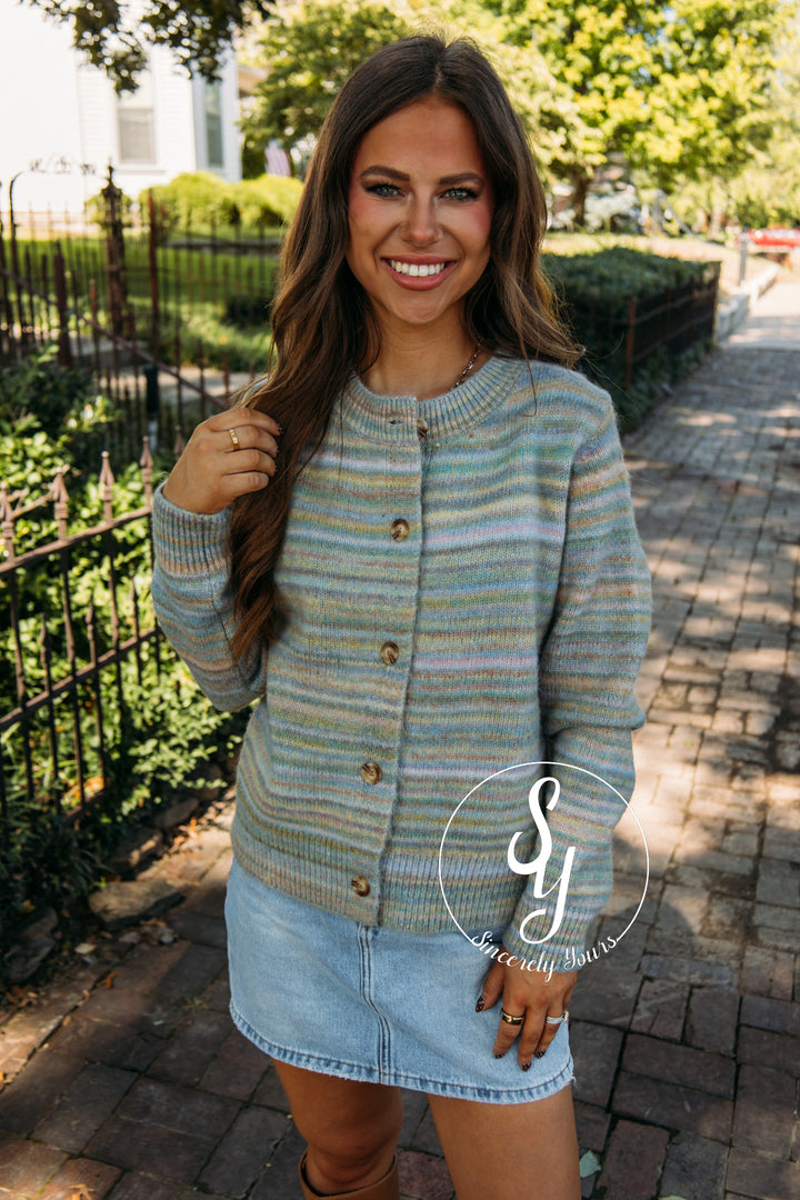 Soft View Cardigan- Blue/Sage