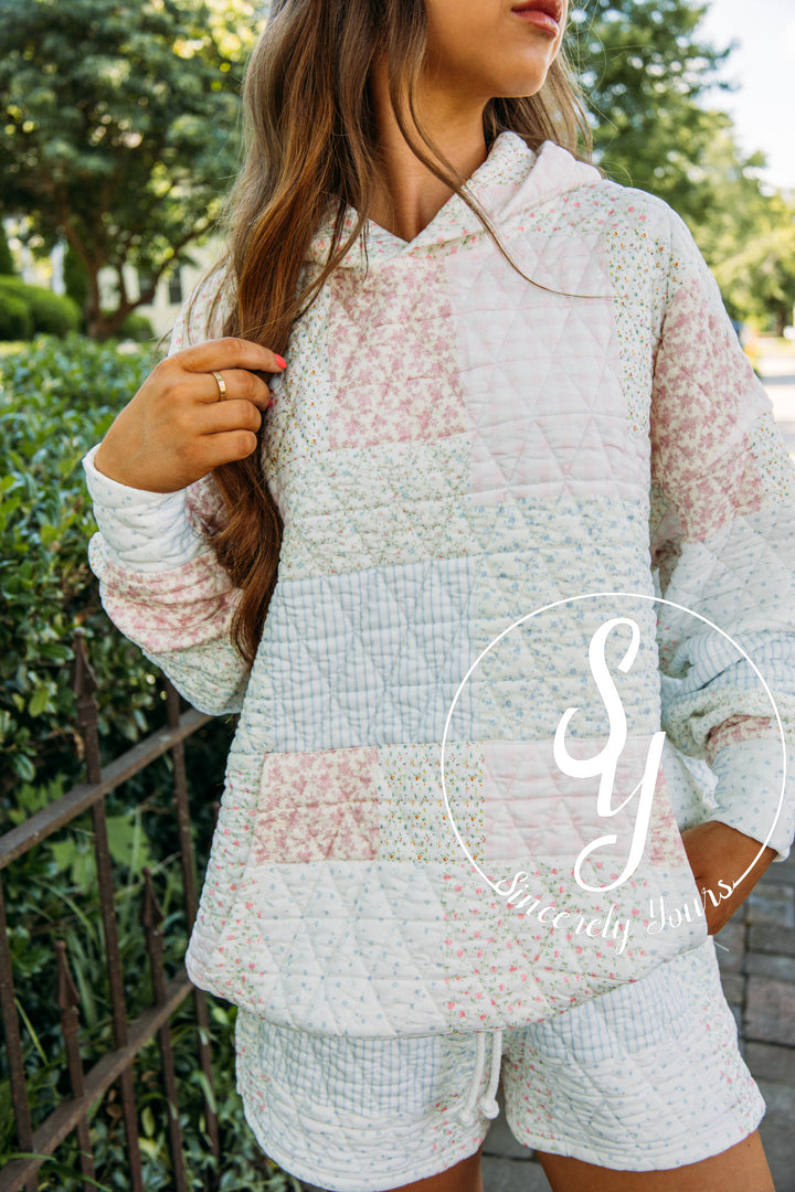 Petal Puff Quilted Hoodie- Pastel