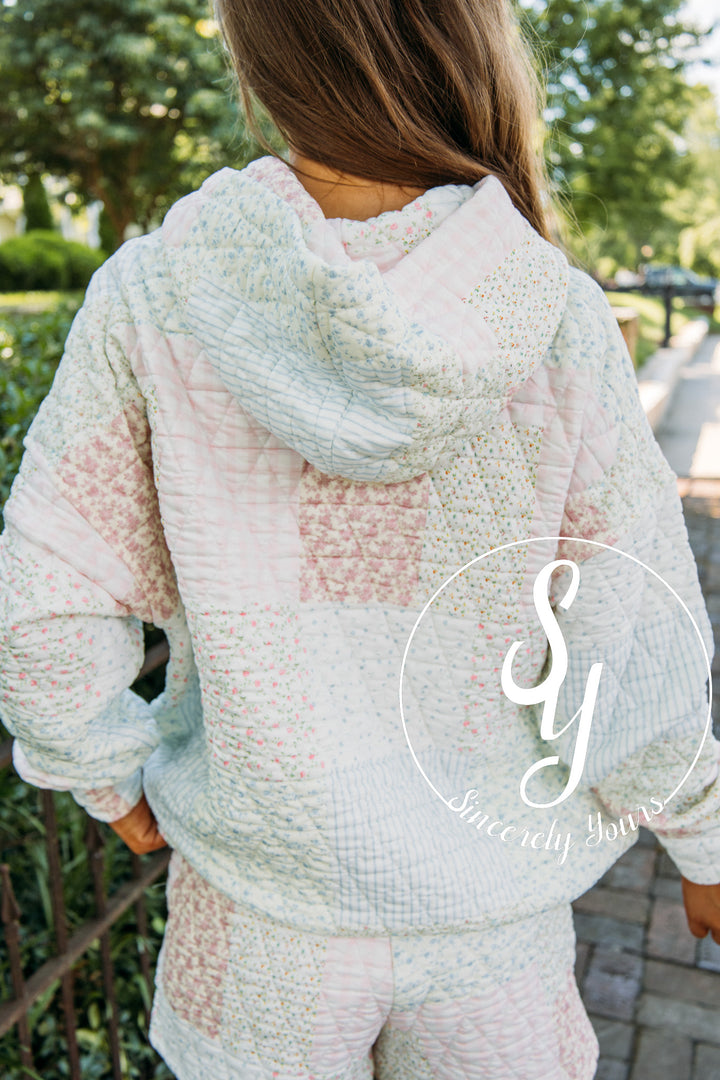 Petal Puff Quilted Hoodie- Pastel