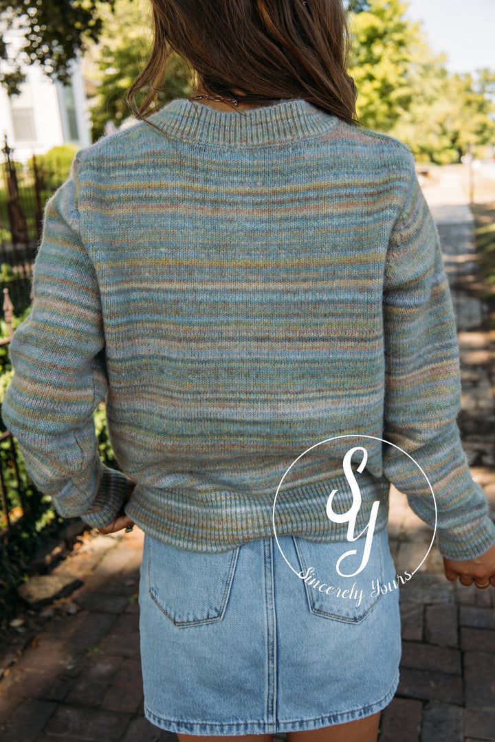 Soft View Cardigan- Blue/Sage