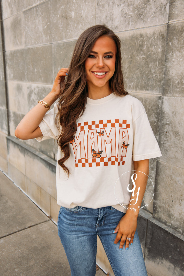 Mama Check Tee - Ivory