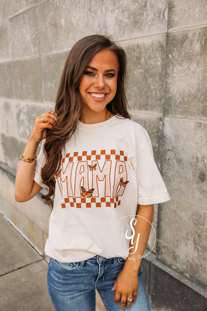 Mama Check Tee - Ivory
