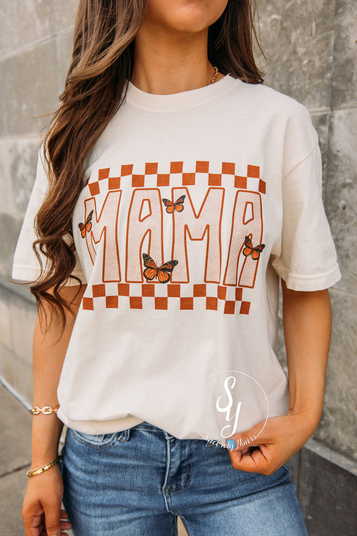 Mama Check Tee - Ivory