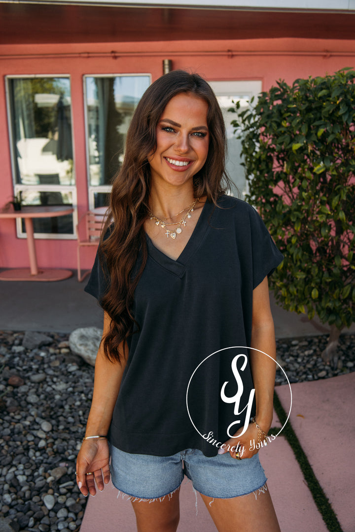 Just Breathe Top- Charcoal