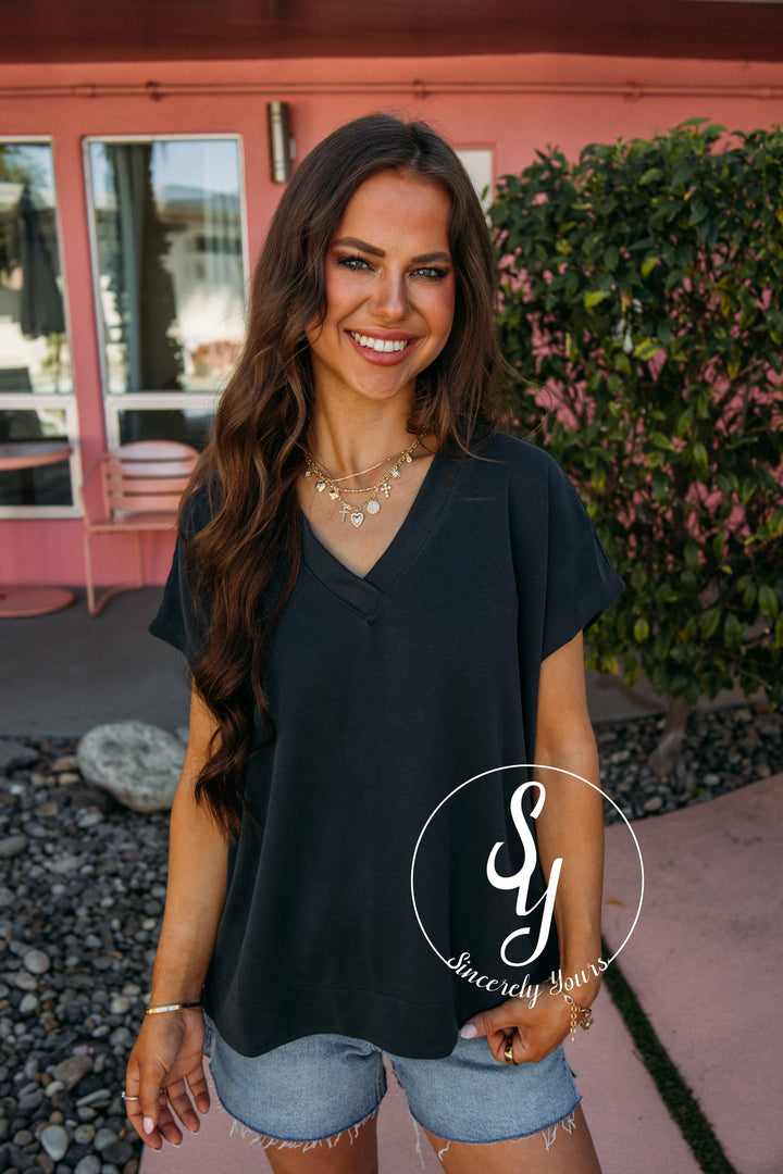 Just Breathe Top- Charcoal