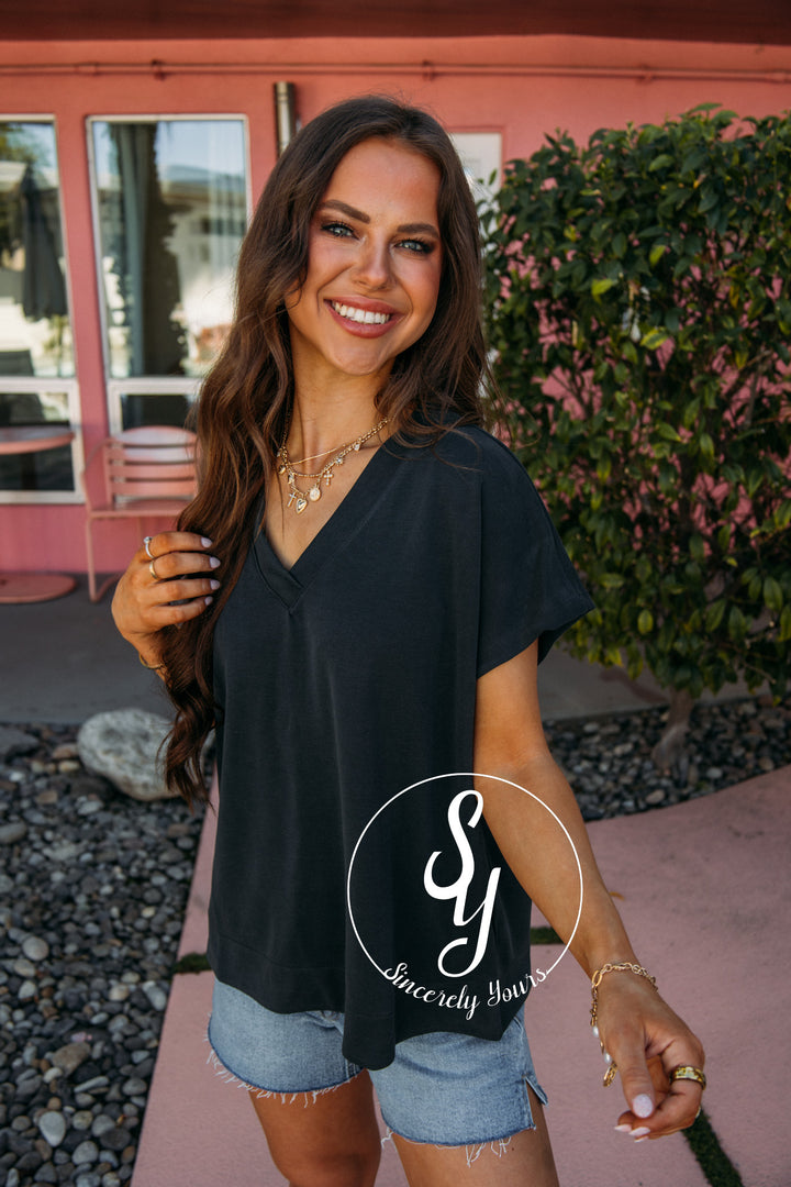 Just Breathe Top- Charcoal