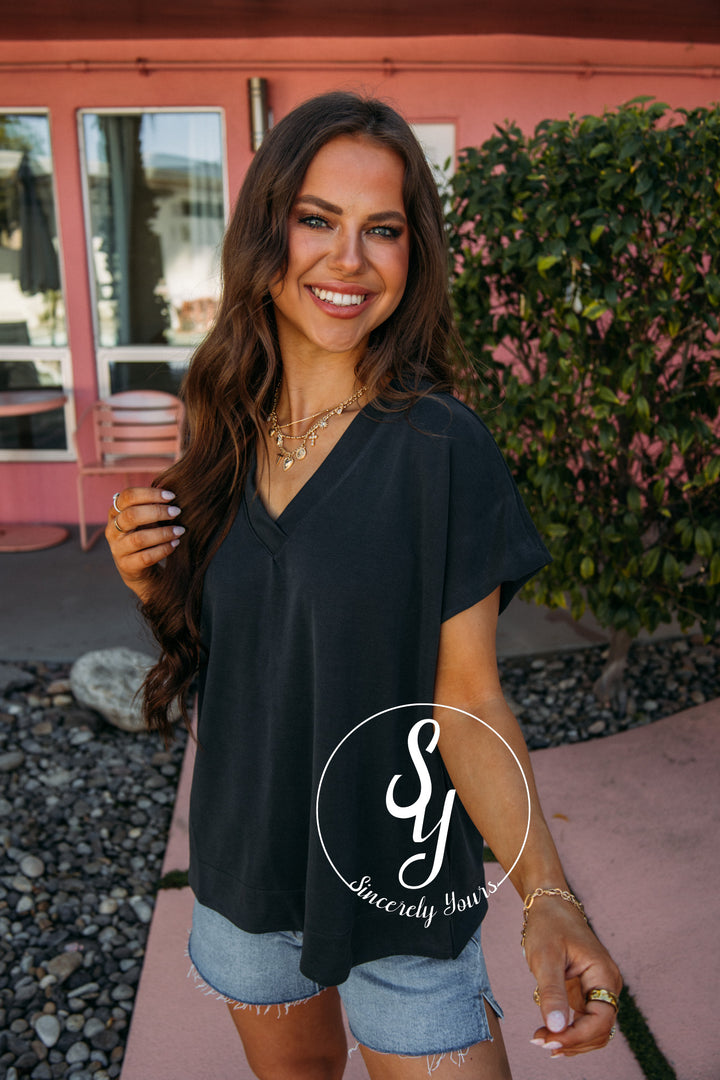 Just Breathe Top- Charcoal