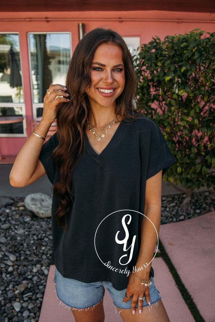 Just Breathe Top- Charcoal