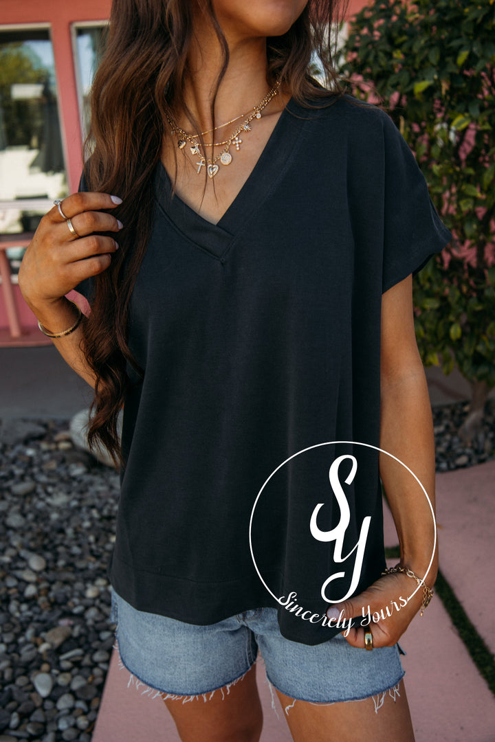 Just Breathe Top- Charcoal