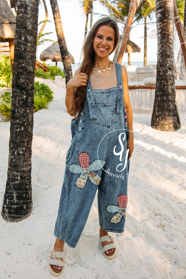Patches Overalls - Dark Denim