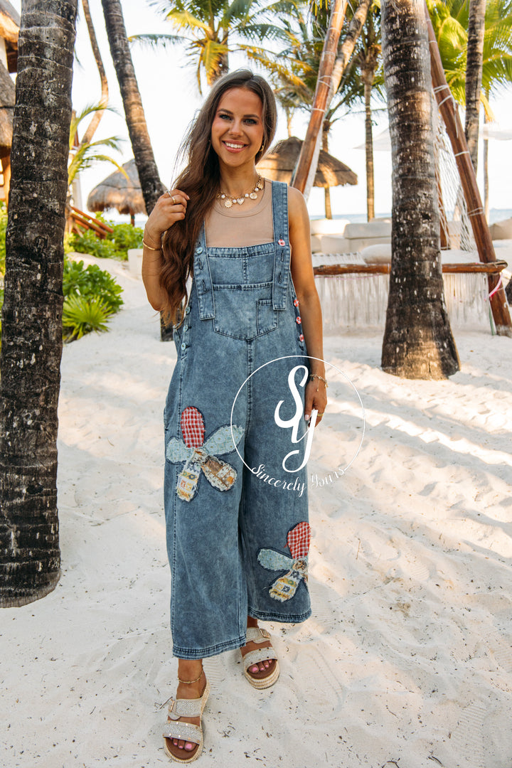 Patches Overalls - Dark Denim
