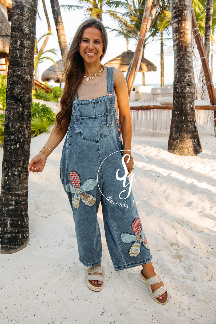 Patches Overalls - Dark Denim