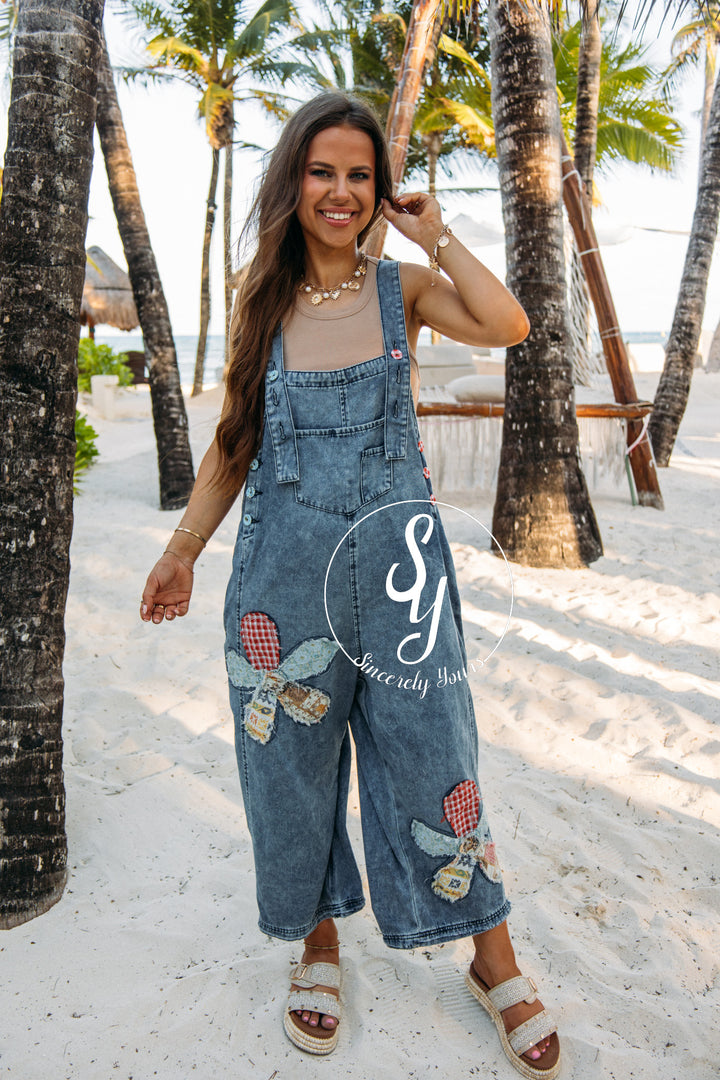 Patches Overalls - Dark Denim