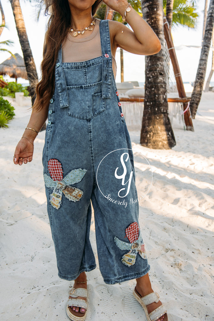 Patches Overalls - Dark Denim