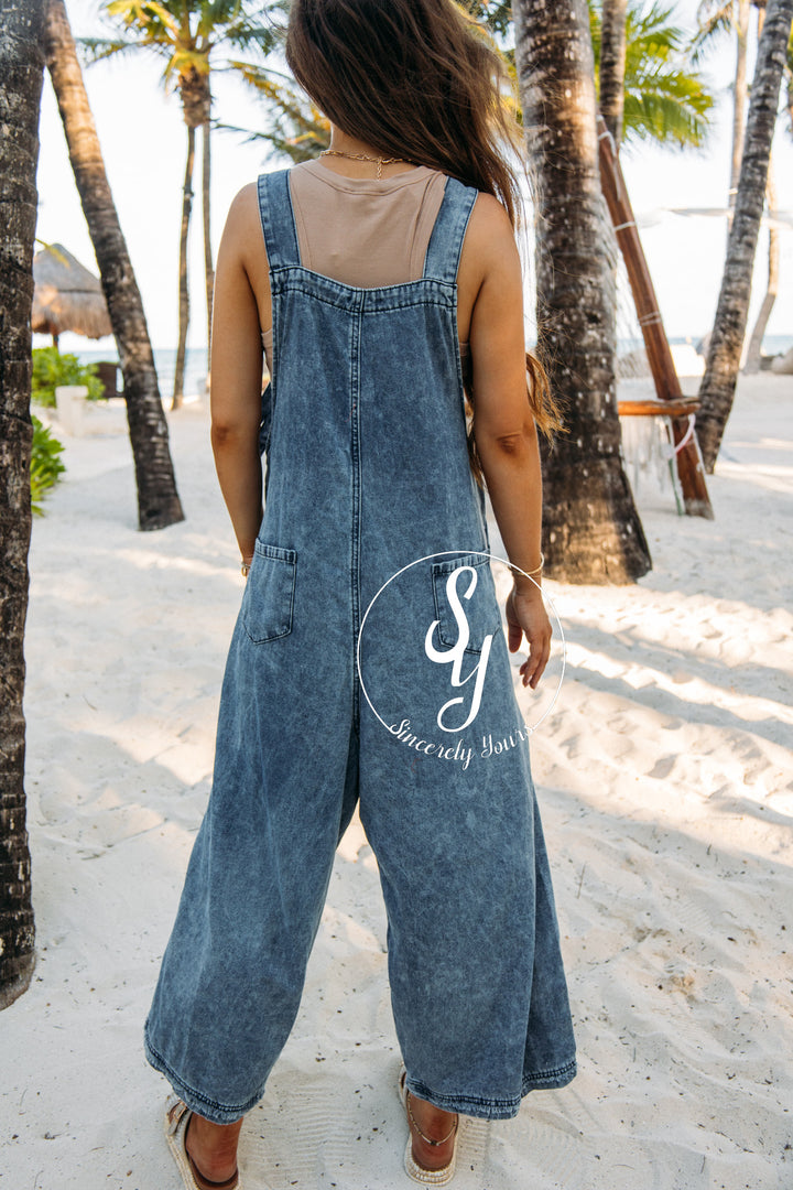 Patches Overalls - Dark Denim