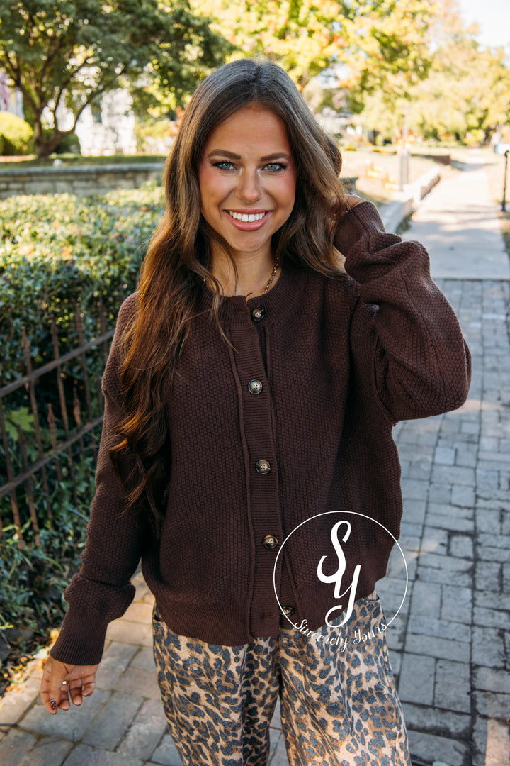 Cozy Break Cardigan- Chocolate