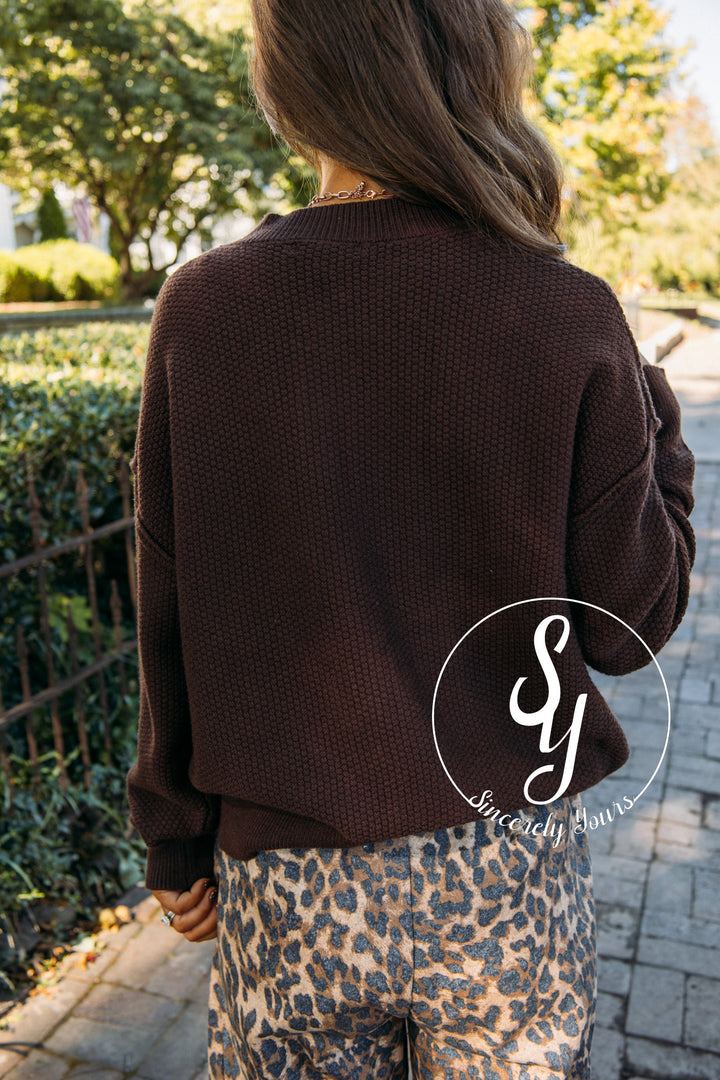 Cozy Break Cardigan- Chocolate