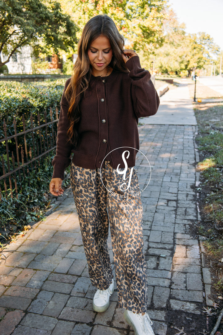 Animal Feelings Barrel Denim - Brown Leopard