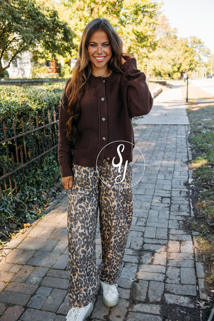 Animal Feelings Barrel Denim - Brown Leopard