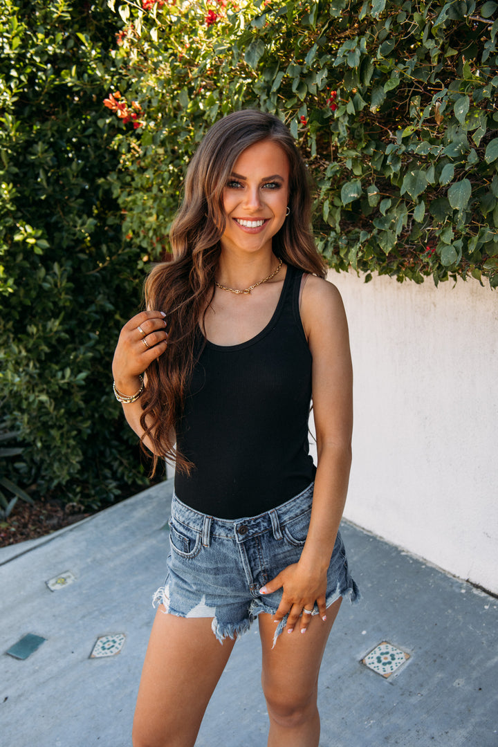 Reaching For You Tank-Black