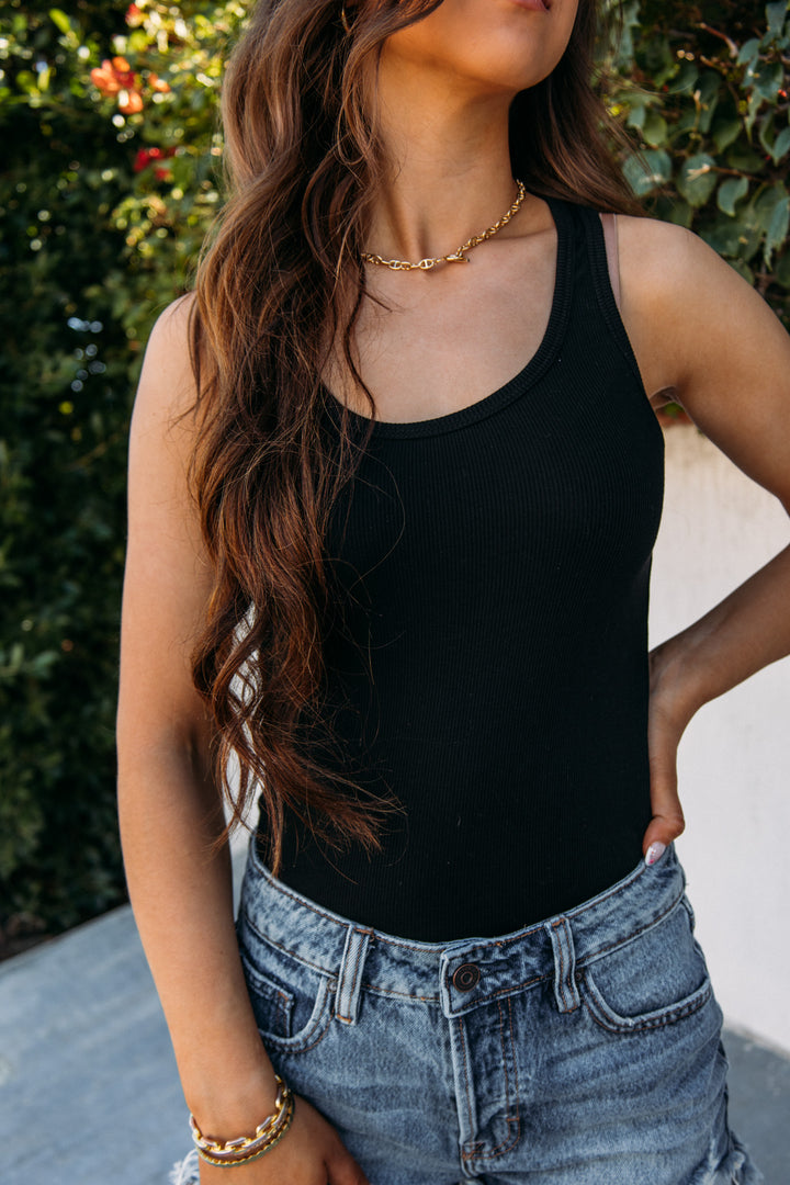 Reaching For You Tank-Black