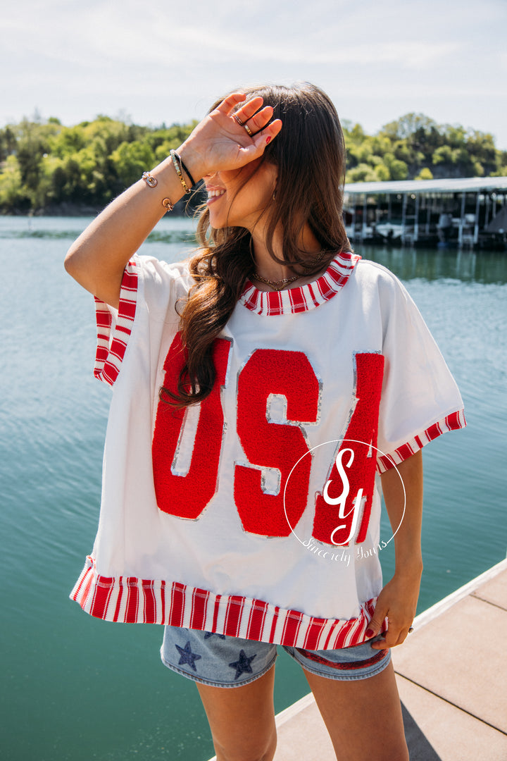 USA Patch Tee - White/Red