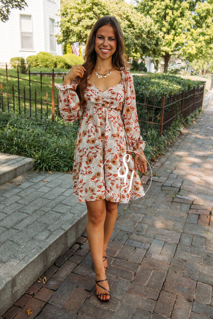 Pick Of The Patch Dress- Taupe Multi