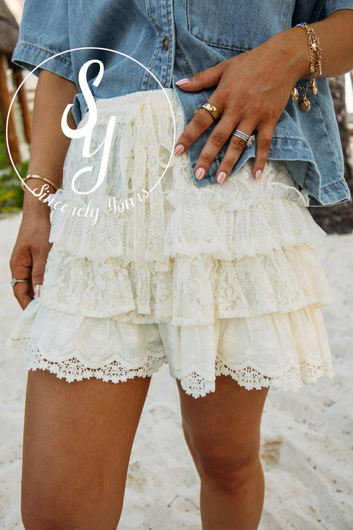 Playa Del Cutie Skort- Cream