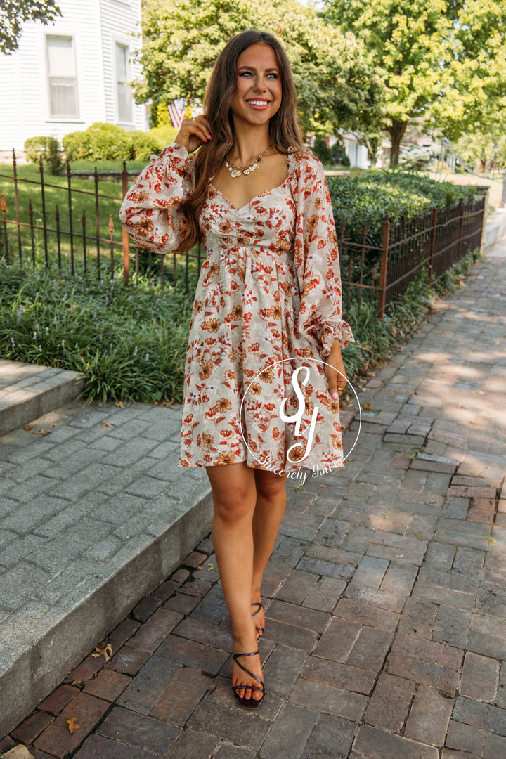 Pick Of The Patch Dress- Taupe Multi