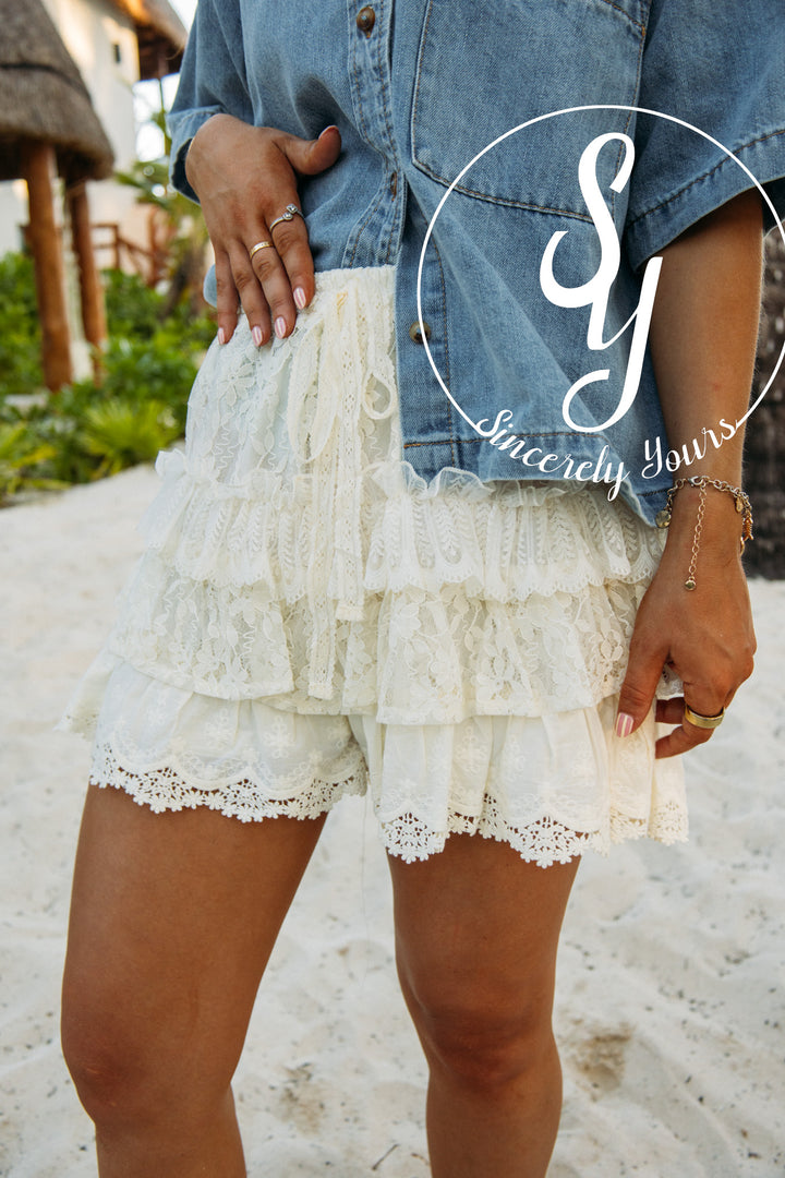 Playa Del Cutie Skort- Cream