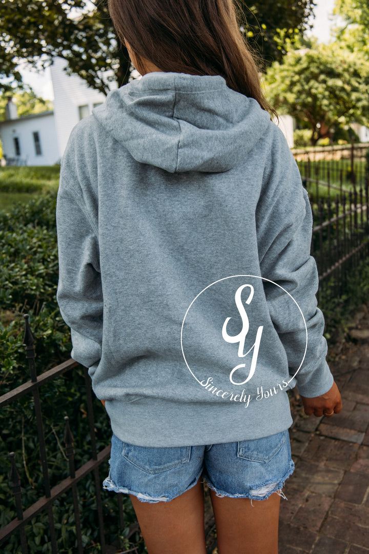 Kansas City Red Gingham Hoodie- Heather Grey