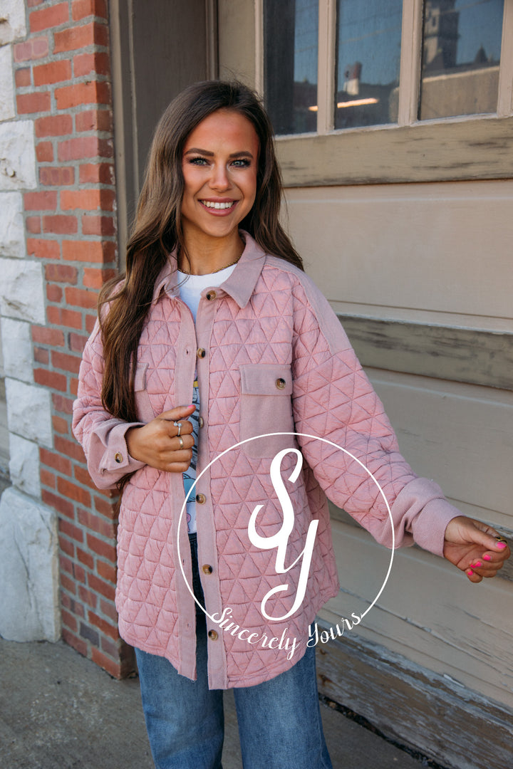 Quilted Moment Jacket - Blush