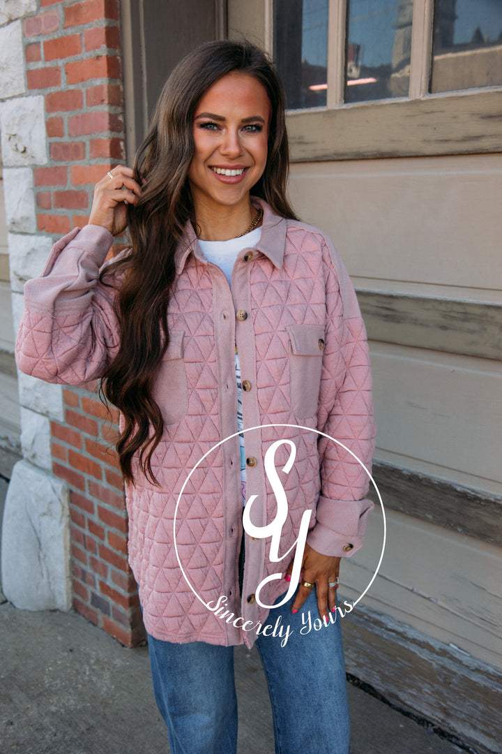 Quilted Moment Jacket - Blush
